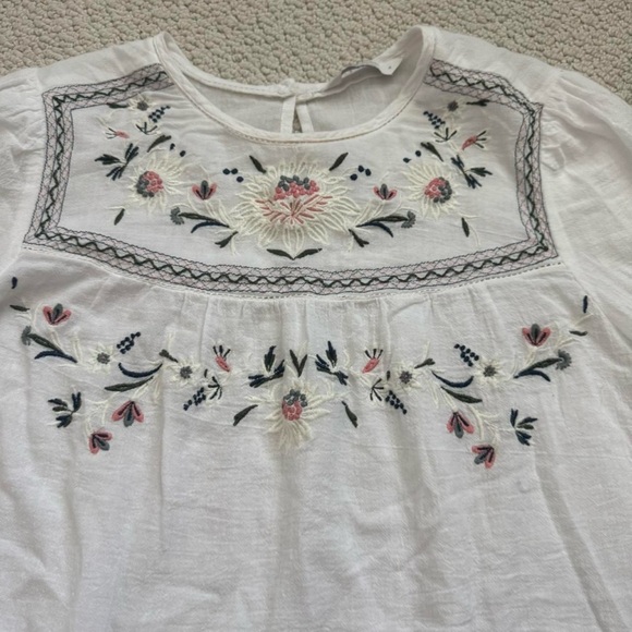 Lucky Brand Embroidered Yoke Cotton Peasant Top - Picture 7 of 11